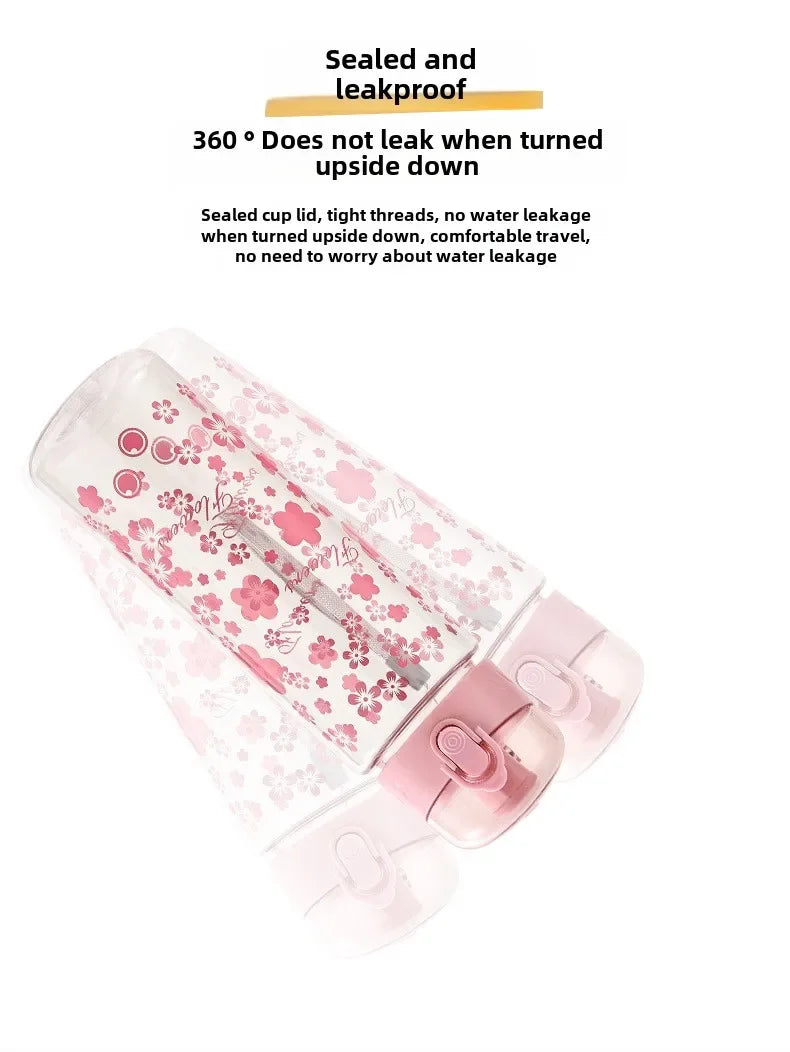 600ml Daisy Flower Transparent Leakproof Water Bottle