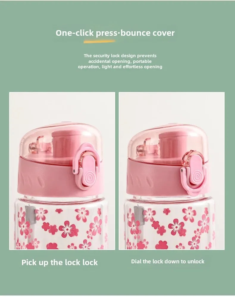 600ml Daisy Flower Transparent Leakproof Water Bottle