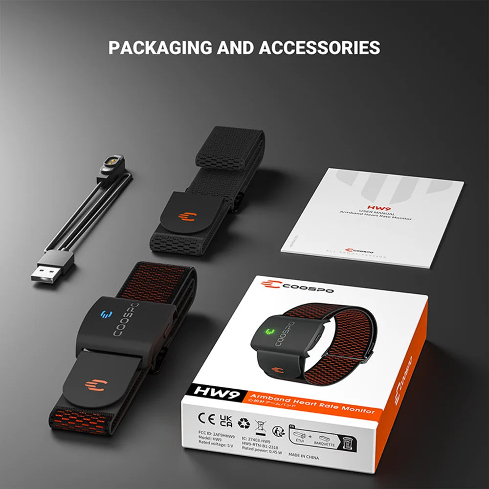 COOSPO HW9 Armband Heart Rate Monitor (Compatible With Strava, Garmin, Wahoo)