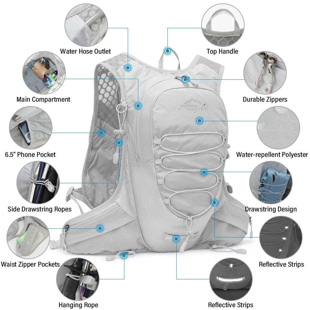 12L Ultra Lightweight Backpack / Hydration Vest For Trail Running, Cycling, Hiking