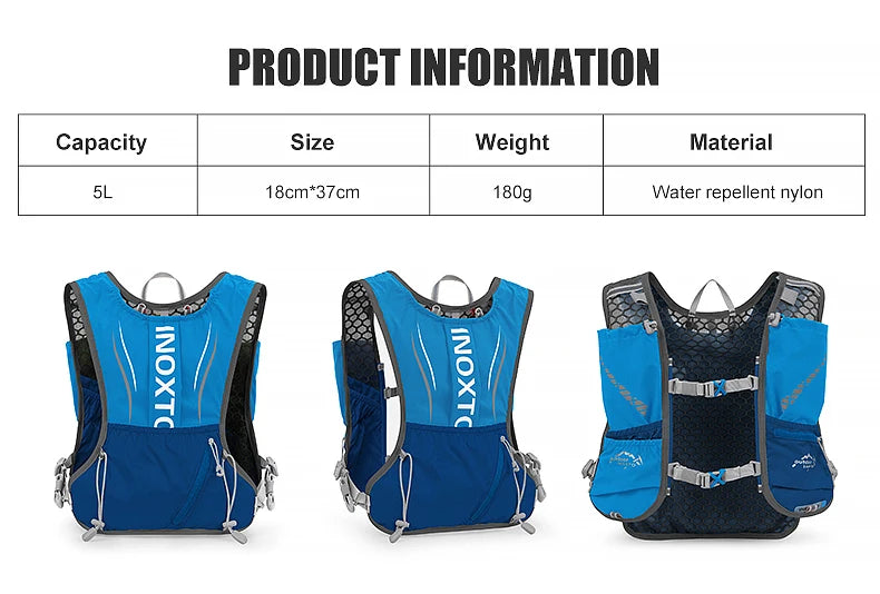 5L Lightweight Hydration Vest, Running Backpack, Suitable for Marathon, Hiking, Cycling