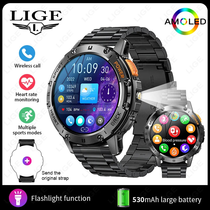 Waterproof Sport Smartwatch With Flashlight