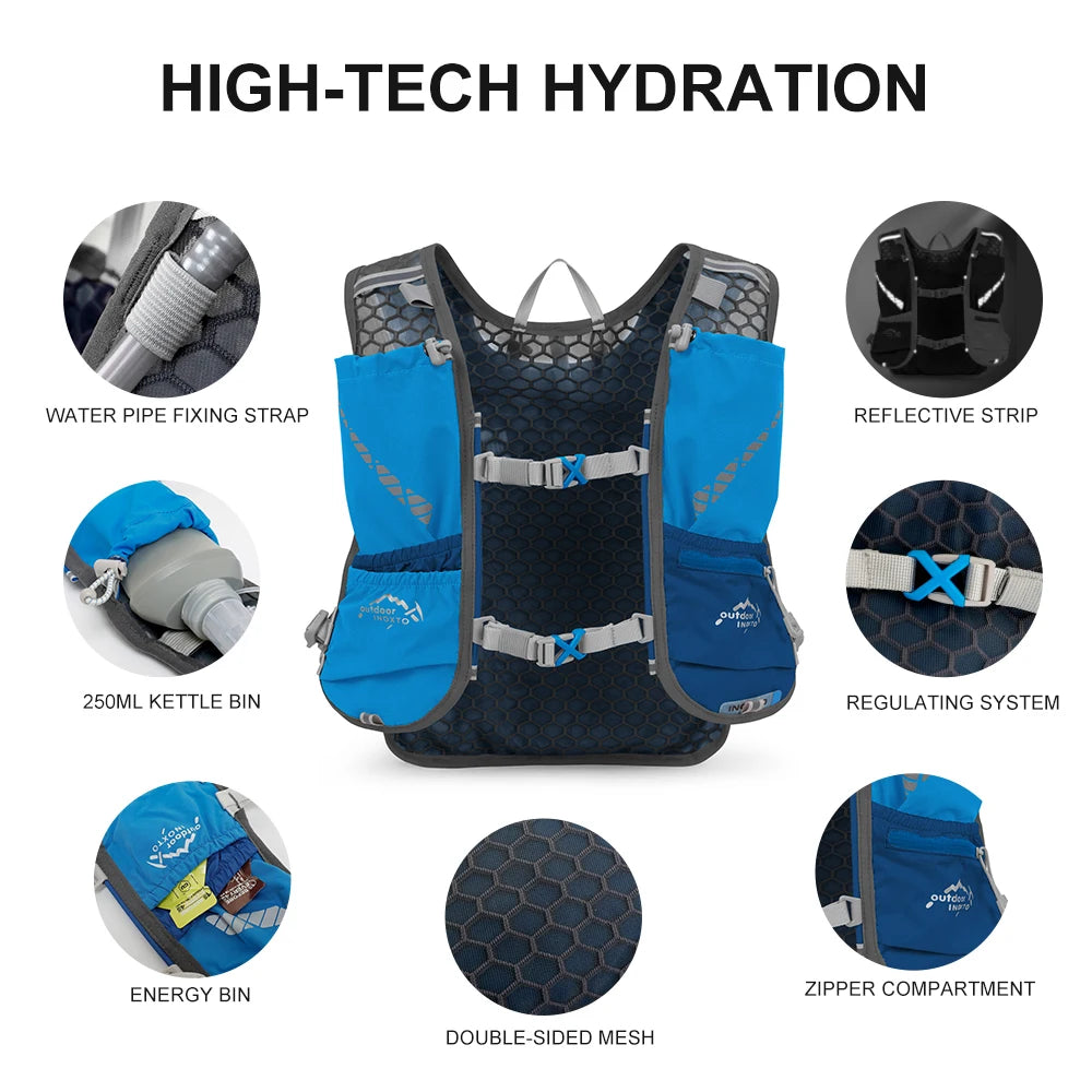 5L Lightweight Hydration Vest, Running Backpack, Suitable for Marathon, Hiking, Cycling