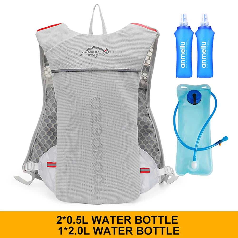 Trail Running 2-5L Ultralight Backpack, Hydration Jogging Vest With Water Bottles 500ML