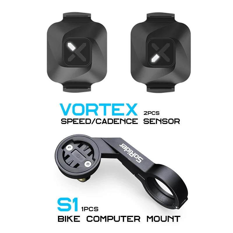 XOSS Vortex Speed + Cadence Sensor + Heart Rate Monitor With Bike Computer Mount For GARMIN