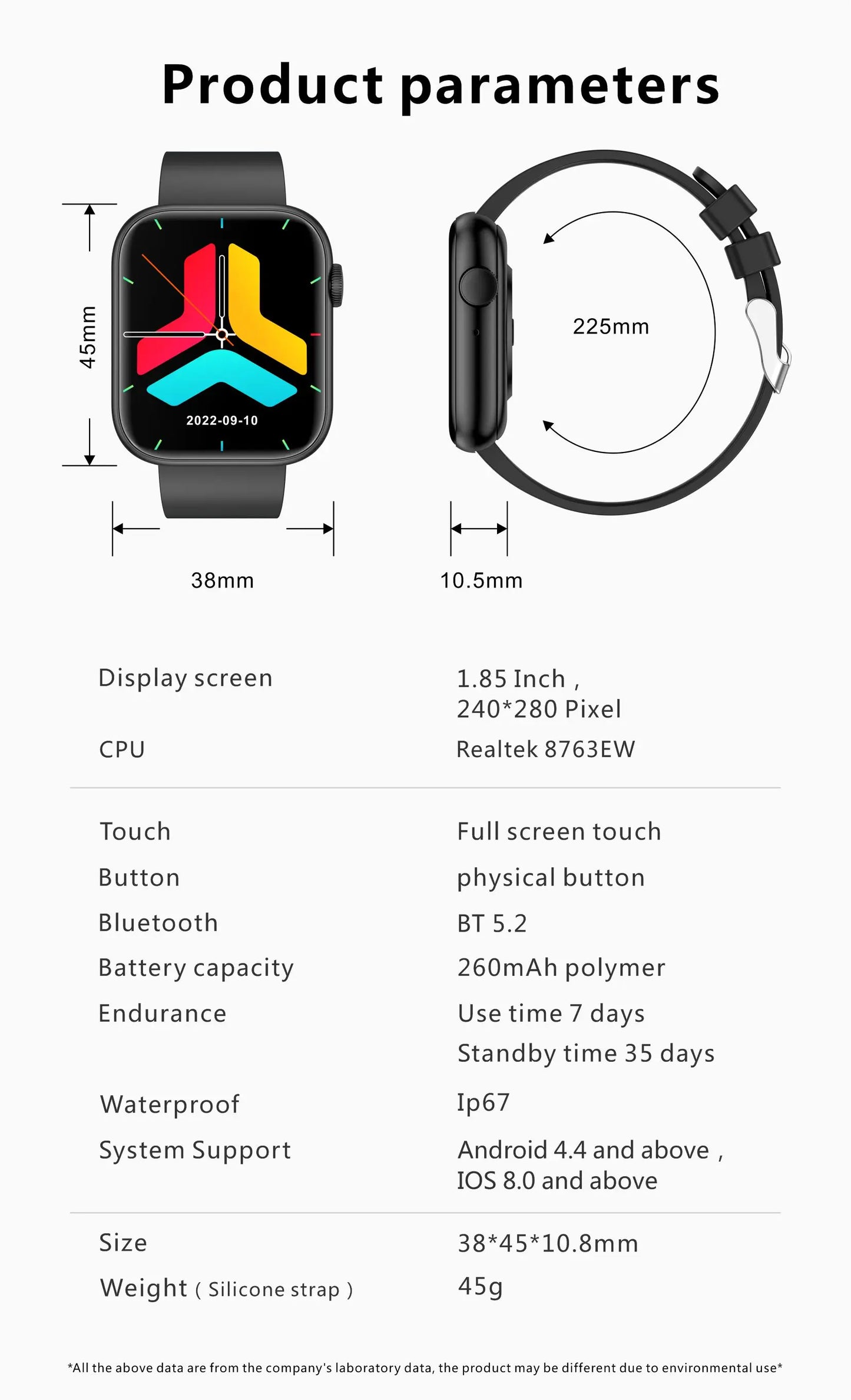 Bluetooth Fitness and Activity Tracker Smartwatch