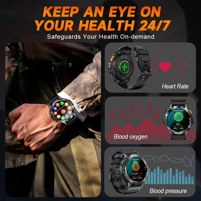 Waterproof Sport Smartwatch With Flashlight