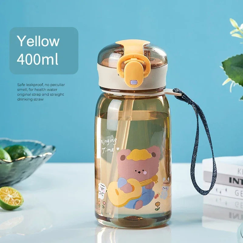 Kids Leakproof Water Bottle Sippy Cup with Straw Cartoon