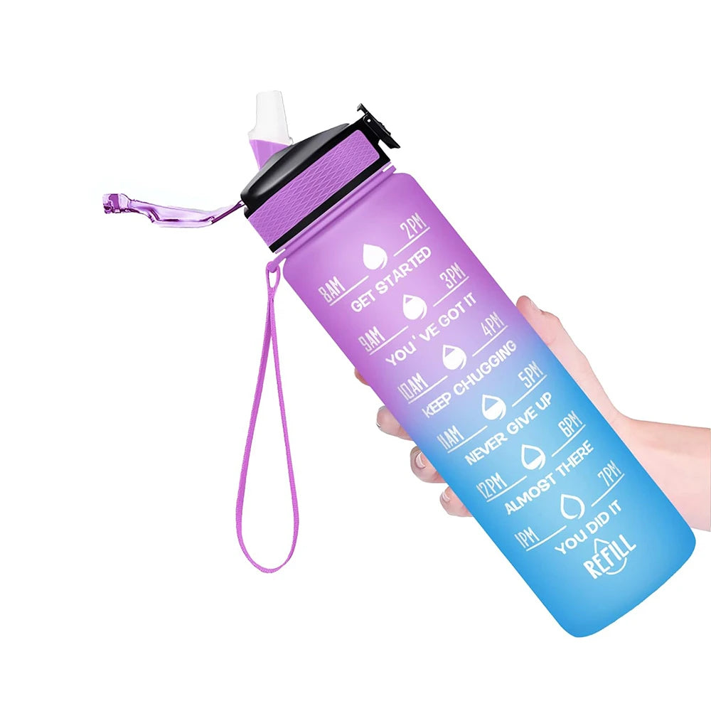 32 Oz Leakproof Water Bottle-Featuring motivational time markers