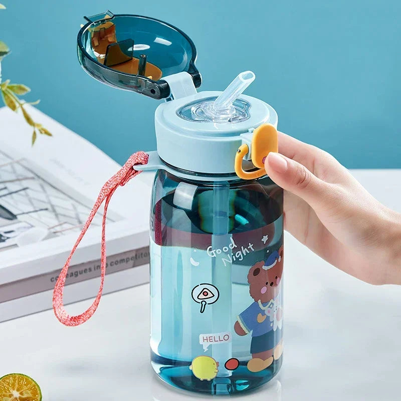 Kids Leakproof Water Bottle Sippy Cup with Straw Cartoon
