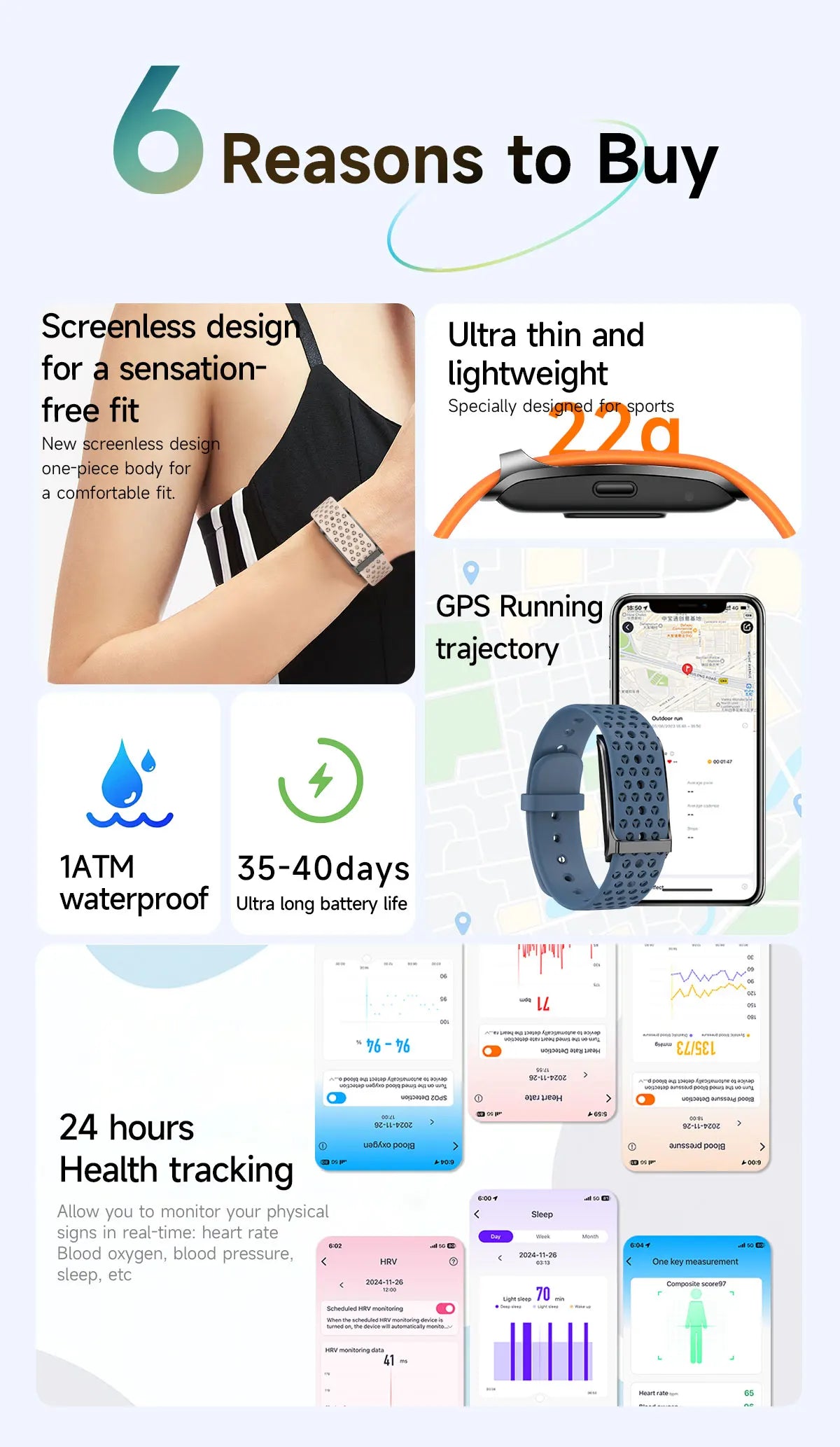 LIGE No Screen Smart watch & Heart Rate Monitor