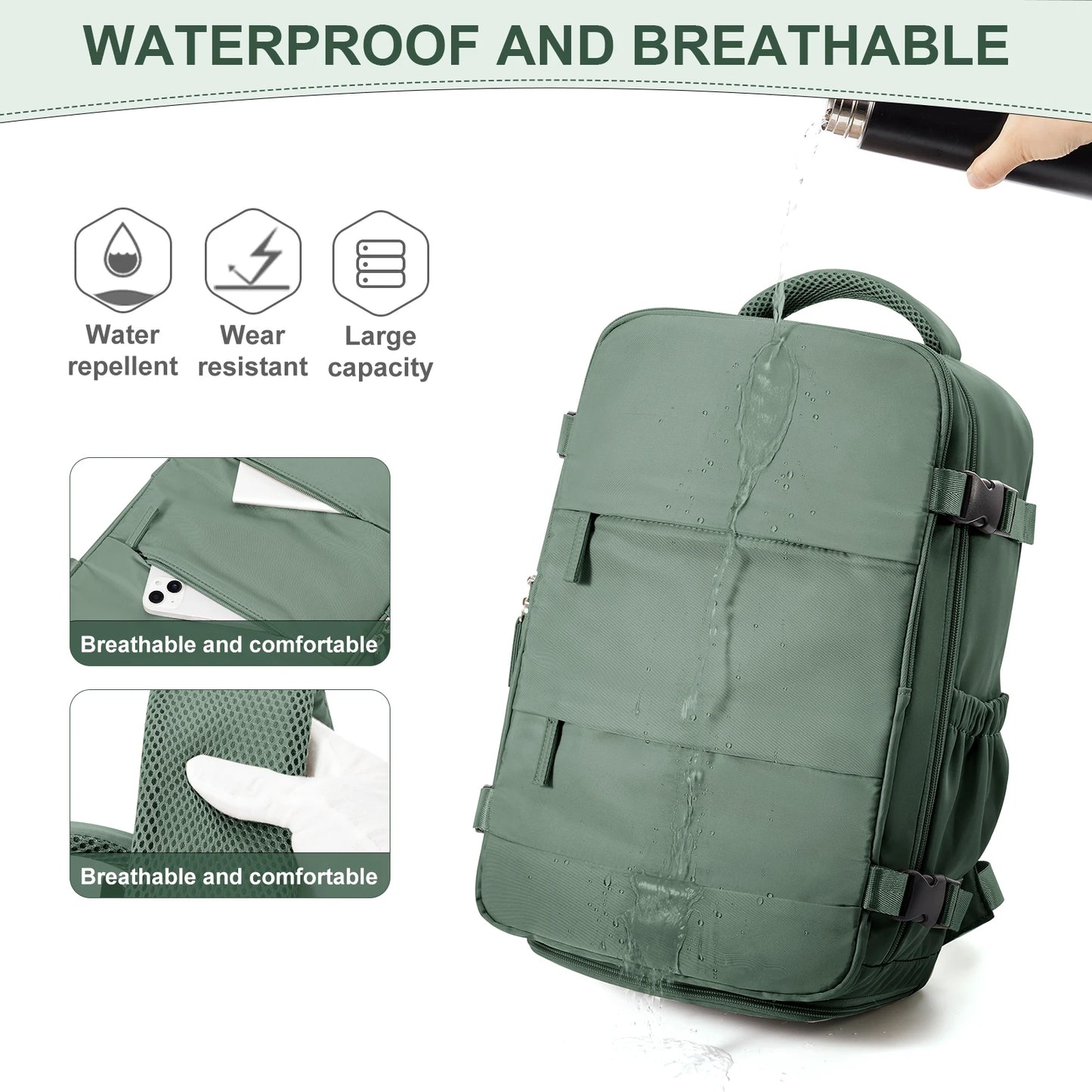 Carry On Size (40x20x25) Backpack, Travel Gym Bag, Under Seat Small Cabin Bag