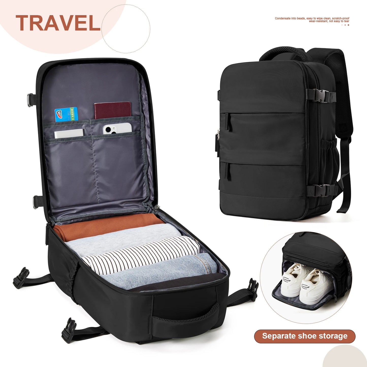 Carry On Size (40x20x25) Backpack, Travel Gym Bag, Under Seat Small Cabin Bag