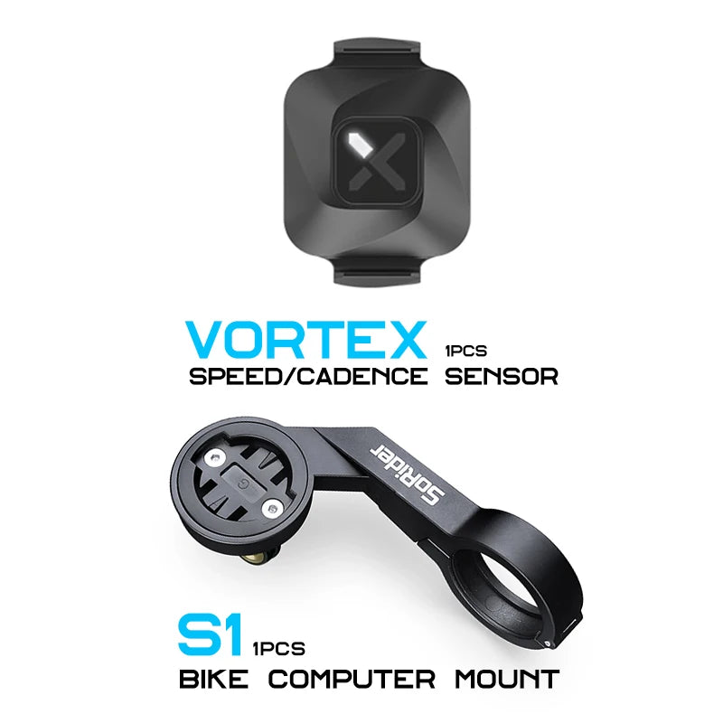 XOSS Vortex Speed + Cadence Sensor + Heart Rate Monitor With Bike Computer Mount For GARMIN