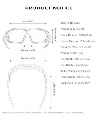 KINGSEVEN Cycling Sunglasses , MTB / Road, UV400 Polarized Eye Protection