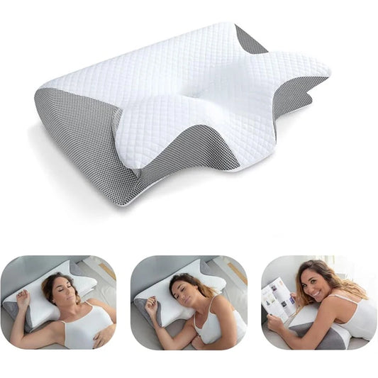 Memory Foam Cervical Pillow, Ergonomic Contour Pillow for Neck Pain, Contoured Support Pillow