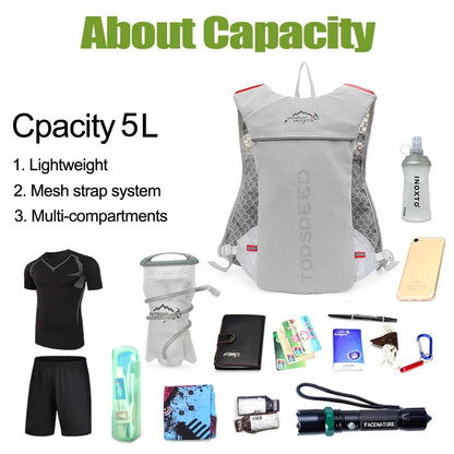 Trail Running 2-5L Ultralight Backpack, Hydration Jogging Vest With Water Bottles 500ML