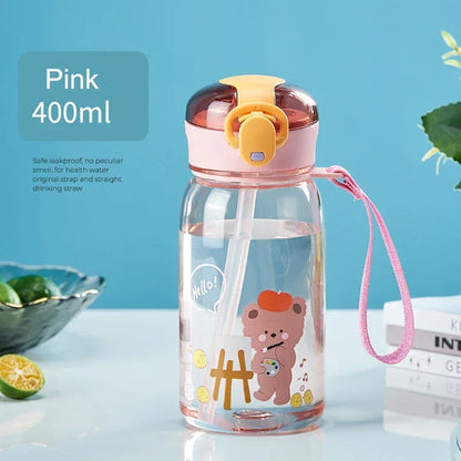 Kids Leakproof Water Bottle Sippy Cup with Straw Cartoon
