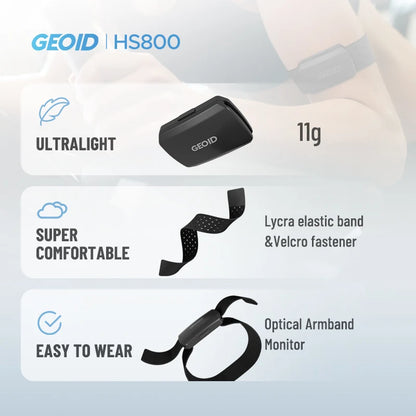 GEOID Armband or Chest Strap Heart Rate Monitor (Compatible With Strava, Garmin, Wahoo)