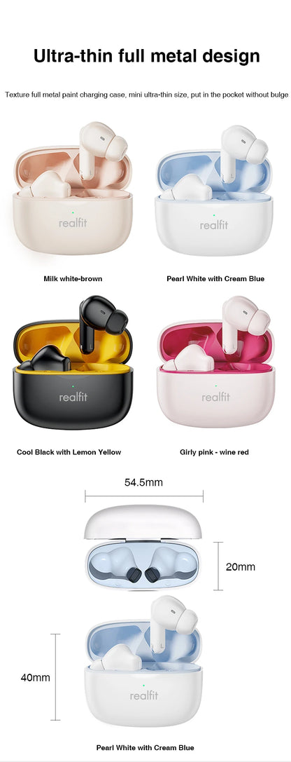 Realfit F3 ANC Active Noise Cancellation  Stereo Bluetooth Earphones