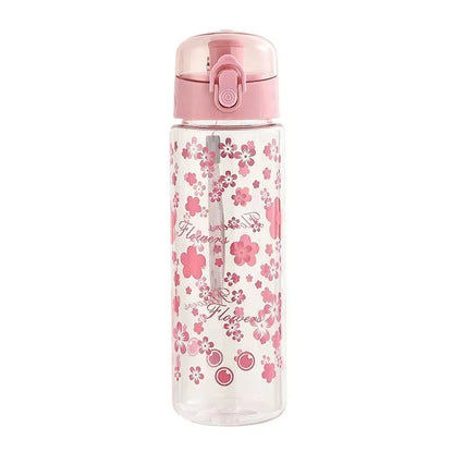 600ml Daisy Flower Transparent Leakproof Water Bottle