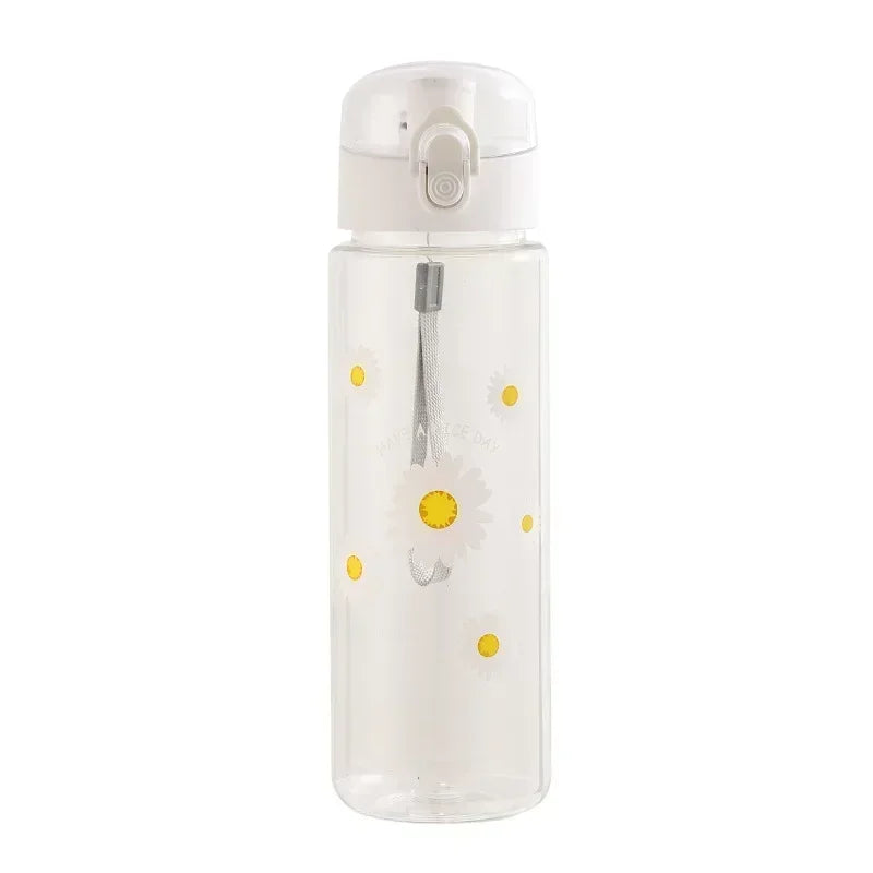 600ml Daisy Flower Transparent Leakproof Water Bottle