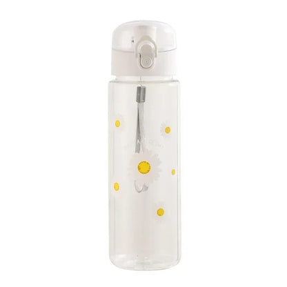 600ml Daisy Flower Transparent Leakproof Water Bottle