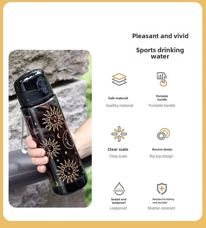 600ml Daisy Flower Transparent Leakproof Water Bottle
