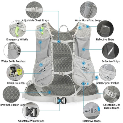 12L Ultra Lightweight Backpack / Hydration Vest For Trail Running, Cycling, Hiking