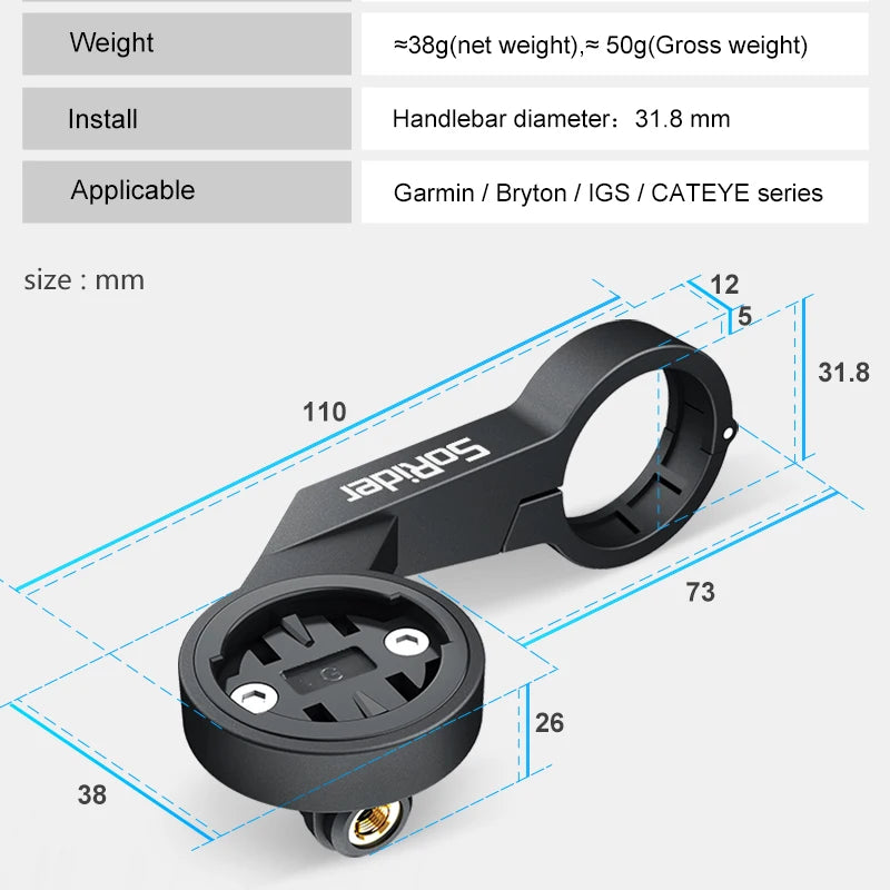 XOSS Vortex Speed + Cadence Sensor + Heart Rate Monitor With Bike Computer Mount For GARMIN