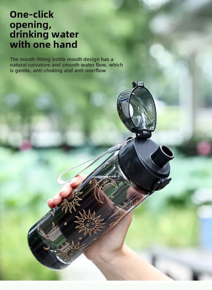 600ml Daisy Flower Transparent Leakproof Water Bottle