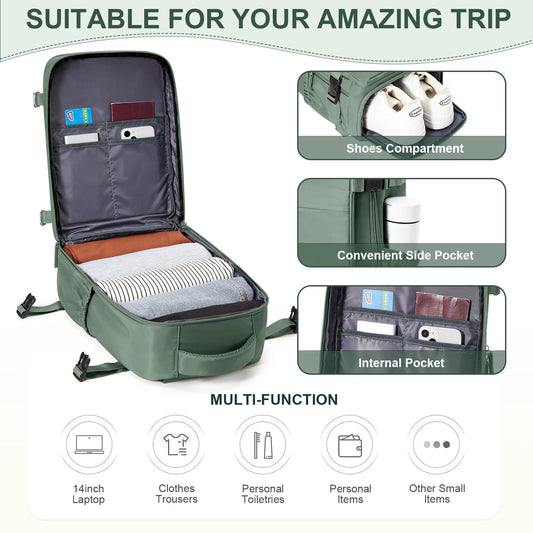 Carry On Size (40x20x25) Backpack, Travel Gym Bag, Under Seat Small Cabin Bag