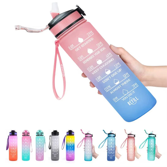 32 Oz Leakproof Water Bottle-Featuring motivational time markers