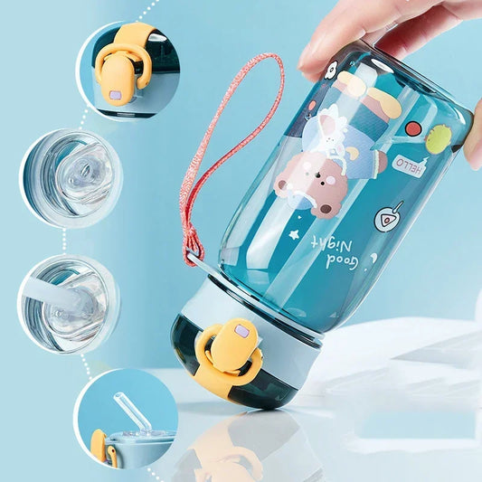 Kids Leakproof Water Bottle Sippy Cup with Straw Cartoon