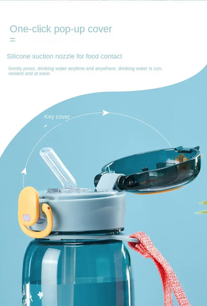 Kids Leakproof Water Bottle Sippy Cup with Straw Cartoon